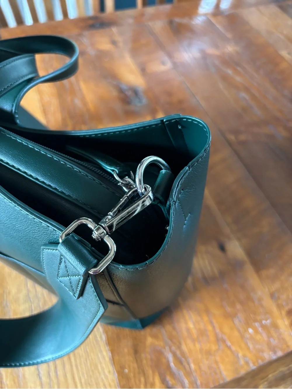 Calpak Dark Green Leather Brief Tote